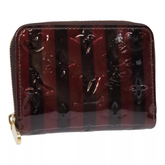 LOUIS VUITTON Vernis Rayure Zippy Coin Purse Amarante M91719 LV Auth